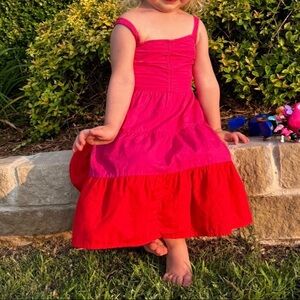 Pink and Red Tiered Dress for Kids